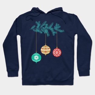 Retro Christmas Ornament Branch Hoodie